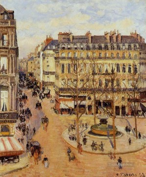  Teatro Arte - Rue Saint Honoré efecto sol matutino Place du Theatre Francais 1898 Camille Pissarro parisino
